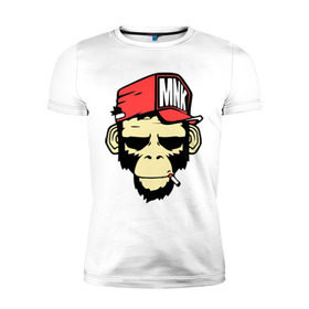 Мужская футболка премиум с принтом Monkey Swag , 92% хлопок, 8% лайкра | приталенный силуэт, круглый вырез ворота, длина до линии бедра, короткий рукав | cap | hat | head | mnk | monkey | swag | голова | кепка | мартышка | обезьяна | свэг