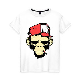Женская футболка хлопок с принтом Monkey Swag , 100% хлопок | прямой крой, круглый вырез горловины, длина до линии бедер, слегка спущенное плечо | cap | hat | head | mnk | monkey | swag | голова | кепка | мартышка | обезьяна | свэг