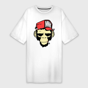 Платье-футболка хлопок с принтом Monkey Swag ,  |  | cap | hat | head | mnk | monkey | swag | голова | кепка | мартышка | обезьяна | свэг
