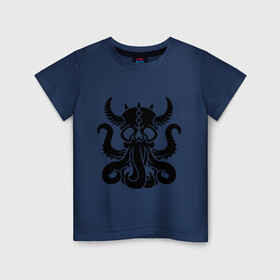 Детская футболка хлопок с принтом Морской демон , 100% хлопок | круглый вырез горловины, полуприлегающий силуэт, длина до линии бедер | демон | ктулху | море | океан | рога | тентакль