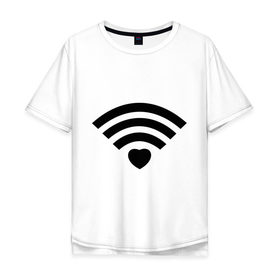 Мужская футболка хлопок Oversize с принтом Wi-Fi Love , 100% хлопок | свободный крой, круглый ворот, “спинка” длиннее передней части | fi | love | wi | wifi | вай | вайфай | любовь | сердце | фай