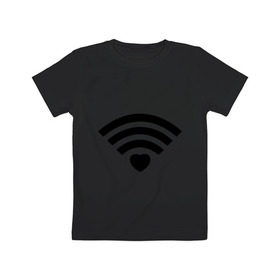 Детская футболка хлопок с принтом Wi-Fi Love , 100% хлопок | круглый вырез горловины, полуприлегающий силуэт, длина до линии бедер | Тематика изображения на принте: fi | love | wi | wifi | вай | вайфай | любовь | сердце | фай