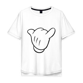 Мужская футболка хлопок Oversize с принтом Перчатка Swag , 100% хлопок | свободный крой, круглый ворот, “спинка” длиннее передней части | 