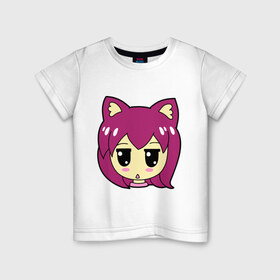 Детская футболка хлопок с принтом Catgirl , 100% хлопок | круглый вырез горловины, полуприлегающий силуэт, длина до линии бедер | 
