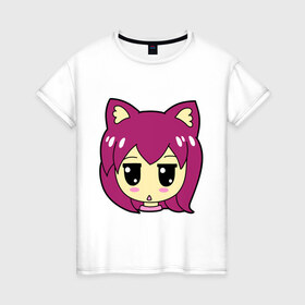 Женская футболка хлопок с принтом Catgirl , 100% хлопок | прямой крой, круглый вырез горловины, длина до линии бедер, слегка спущенное плечо | 
