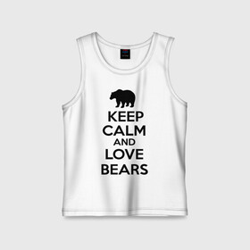 Детская майка хлопок с принтом Keep calm and love bears ,  |  | Тематика изображения на принте: bear | calm | keep | love | любовь | медведь | сохранять | спокойствие