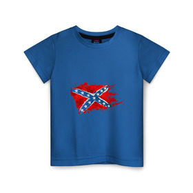 Детская футболка хлопок с принтом Конфедерация брызги , 100% хлопок | круглый вырез горловины, полуприлегающий силуэт, длина до линии бедер | америка | звезды | конфедеративные штаты америки | конфедерация | орел | патриоты | символика | сша | туристам | флаг