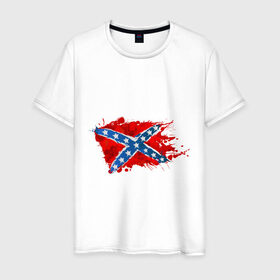 Мужская футболка хлопок с принтом Конфедерация брызги , 100% хлопок | прямой крой, круглый вырез горловины, длина до линии бедер, слегка спущенное плечо. | америка | звезды | конфедеративные штаты америки | конфедерация | орел | патриоты | символика | сша | туристам | флаг