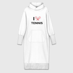 Платье удлиненное хлопок с принтом I Love Tennis ,  |  | ракетка | тенис | теннис | теннисист