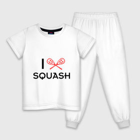 Детская пижама хлопок с принтом I LOVE SQUASH , 100% хлопок |  брюки и футболка прямого кроя, без карманов, на брюках мягкая резинка на поясе и по низу штанин
 | squash | ракетка | сквош