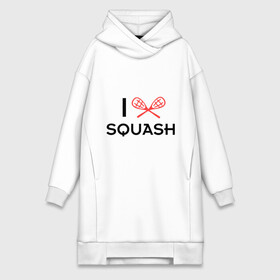 Платье-худи хлопок с принтом I LOVE SQUASH ,  |  | squash | ракетка | сквош