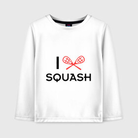 Детский лонгслив хлопок с принтом I LOVE SQUASH , 100% хлопок | круглый вырез горловины, полуприлегающий силуэт, длина до линии бедер | squash | ракетка | сквош