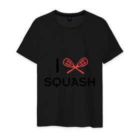 Мужская футболка хлопок с принтом I LOVE SQUASH , 100% хлопок | прямой крой, круглый вырез горловины, длина до линии бедер, слегка спущенное плечо. | squash | ракетка | сквош
