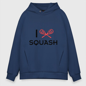 Мужское худи Oversize хлопок с принтом I LOVE SQUASH , френч-терри — 70% хлопок, 30% полиэстер. Мягкий теплый начес внутри —100% хлопок | боковые карманы, эластичные манжеты и нижняя кромка, капюшон на магнитной кнопке | Тематика изображения на принте: squash | ракетка | сквош