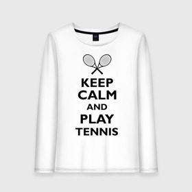 Женский лонгслив хлопок с принтом Play tennis , 100% хлопок |  | ракетка | тенис | теннис | теннисист