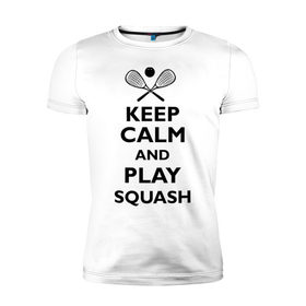 Мужская футболка премиум с принтом Play Squash , 92% хлопок, 8% лайкра | приталенный силуэт, круглый вырез ворота, длина до линии бедра, короткий рукав | 