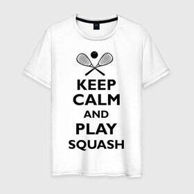 Мужская футболка хлопок с принтом Play Squash , 100% хлопок | прямой крой, круглый вырез горловины, длина до линии бедер, слегка спущенное плечо. | 