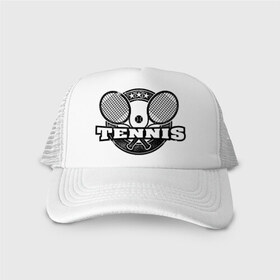 Кепка тракер с сеткой с принтом Tennis , трикотажное полотно; задняя часть — сетка | длинный козырек, универсальный размер, пластиковая застежка | ракетка | тенис | теннис | теннисист