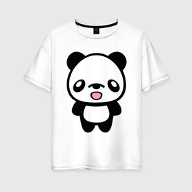 Женская футболка хлопок Oversize с принтом Маленькая пандочка , 100% хлопок | свободный крой, круглый ворот, спущенный рукав, длина до линии бедер
 | панда