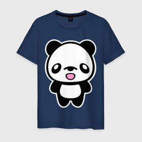 Мужская футболка хлопок с принтом Маленькая пандочка , 100% хлопок | прямой крой, круглый вырез горловины, длина до линии бедер, слегка спущенное плечо. | панда