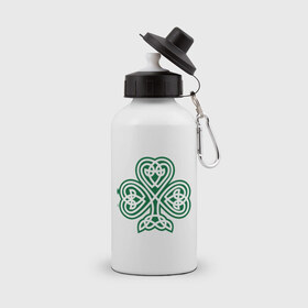 Бутылка спортивная с принтом Кельтский клевер , металл | емкость — 500 мл, в комплекте две пластиковые крышки и карабин для крепления | кельт | клевер | удача | узор | цветок