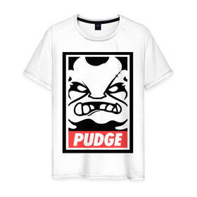 Мужская футболка хлопок с принтом Pudge Dota2 , 100% хлопок | прямой крой, круглый вырез горловины, длина до линии бедер, слегка спущенное плечо. | dota | obey | pudge | дота | пудж
