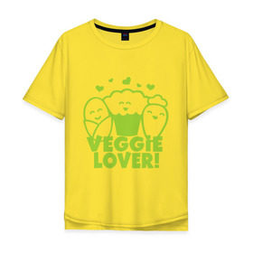 Мужская футболка хлопок Oversize с принтом Veggie lover (овощелюб) , 100% хлопок | свободный крой, круглый ворот, “спинка” длиннее передней части | fruits | health | lover | vegan | vegetables | vegetarian | veggie | веган | вегетарианец | диета | здоровье | овощ | фрукт