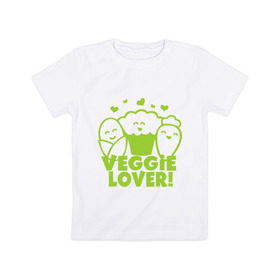 Детская футболка хлопок с принтом Veggie lover (овощелюб) , 100% хлопок | круглый вырез горловины, полуприлегающий силуэт, длина до линии бедер | fruits | health | lover | vegan | vegetables | vegetarian | veggie | веган | вегетарианец | диета | здоровье | овощ | фрукт