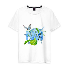 Мужская футболка хлопок с принтом NM , 100% хлопок | прямой крой, круглый вырез горловины, длина до линии бедер, слегка спущенное плечо. | бабочка