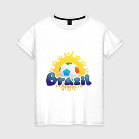 Женская футболка хлопок с принтом Brasil 2014 , 100% хлопок | прямой крой, круглый вырез горловины, длина до линии бедер, слегка спущенное плечо | бразилия