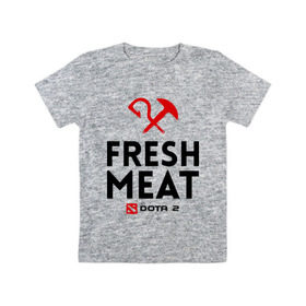 Детская футболка хлопок с принтом Fresh meat , 100% хлопок | круглый вырез горловины, полуприлегающий силуэт, длина до линии бедер | Тематика изображения на принте: dota | fresh | meat | pudge | дота | мясо | пудж | свежее