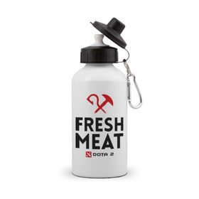 Бутылка спортивная с принтом Fresh meat , металл | емкость — 500 мл, в комплекте две пластиковые крышки и карабин для крепления | Тематика изображения на принте: dota | fresh | meat | pudge | дота | мясо | пудж | свежее