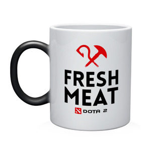 Кружка хамелеон с принтом Fresh meat , керамика | меняет цвет при нагревании, емкость 330 мл | Тематика изображения на принте: dota | fresh | meat | pudge | дота | мясо | пудж | свежее