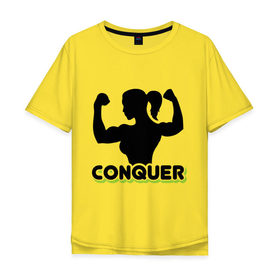 Мужская футболка хлопок Oversize с принтом Conquer , 100% хлопок | свободный крой, круглый ворот, “спинка” длиннее передней части | 