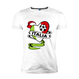 Мужская футболка премиум с принтом Сборная Италии по футболу , 92% хлопок, 8% лайкра | приталенный силуэт, круглый вырез ворота, длина до линии бедра, короткий рукав | football | italia | team | италия | сборная | флаг италии | футбол | футбольный мяч