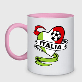 Кружка двухцветная с принтом Сборная Италии по футболу , керамика | объем — 330 мл, диаметр — 80 мм. Цветная ручка и кайма сверху, в некоторых цветах — вся внутренняя часть | football | italia | team | италия | сборная | флаг италии | футбол | футбольный мяч