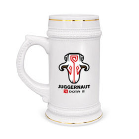 Кружка пивная с принтом Juggernaut Dota2 ,  керамика (Материал выдерживает высокую температуру, стоит избегать резкого перепада температур) |  объем 630 мл | dota | juggernaut | джаггернаут | дота
