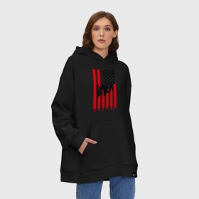 Худи SuperOversize хлопок с принтом Slayer flag , 70% хлопок, 30% полиэстер, мягкий начес внутри | карман-кенгуру, эластичная резинка на манжетах и по нижней кромке, двухслойный капюшон
 | flag | slayer | америка | музыка | рок | сша | флаг