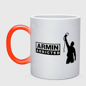 Кружка хамелеон с принтом Armin addicted , керамика | меняет цвет при нагревании, емкость 330 мл | Тематика изображения на принте: addicted | buuren | van | аrmin