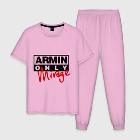 Мужская пижама хлопок с принтом Armin only - mirage , 100% хлопок | брюки и футболка прямого кроя, без карманов, на брюках мягкая резинка на поясе и по низу штанин
 | addicted | buuren | mirage | van | аrmin