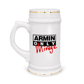 Кружка пивная с принтом Armin only - mirage ,  керамика (Материал выдерживает высокую температуру, стоит избегать резкого перепада температур) |  объем 630 мл | addicted | buuren | mirage | van | аrmin