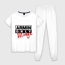 Женская пижама хлопок с принтом Armin only - mirage , 100% хлопок | брюки и футболка прямого кроя, без карманов, на брюках мягкая резинка на поясе и по низу штанин | addicted | buuren | mirage | van | аrmin