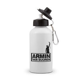 Бутылка спортивная с принтом Armin van buuren , металл | емкость — 500 мл, в комплекте две пластиковые крышки и карабин для крепления | addicted | buuren | van | аrmin