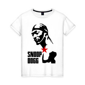 Женская футболка хлопок с принтом Snoop Dogg , 100% хлопок | прямой крой, круглый вырез горловины, длина до линии бедер, слегка спущенное плечо | dogg | snoop | дог | снуп