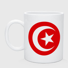 Кружка с принтом Тунис , керамика | объем — 330 мл, диаметр — 80 мм. Принт наносится на бока кружки, можно сделать два разных изображения | звезда | полумесяц | тунис | флаг