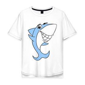 Мужская футболка хлопок Oversize с принтом Акула девочка , 100% хлопок | свободный крой, круглый ворот, “спинка” длиннее передней части | акула | девочка | милая | улыбка