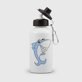 Бутылка спортивная с принтом Акула девочка , металл | емкость — 500 мл, в комплекте две пластиковые крышки и карабин для крепления | Тематика изображения на принте: акула | девочка | милая | улыбка