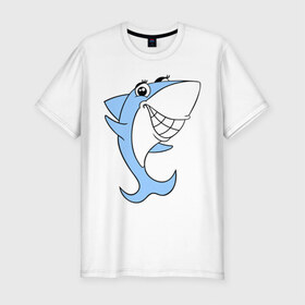 Мужская футболка премиум с принтом Акула девочка , 92% хлопок, 8% лайкра | приталенный силуэт, круглый вырез ворота, длина до линии бедра, короткий рукав | акула | девочка | милая | улыбка