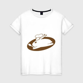 Женская футболка хлопок с принтом Зайка повар , 100% хлопок | прямой крой, круглый вырез горловины, длина до линии бедер, слегка спущенное плечо | зайка | заяц | колпак | милый | повар