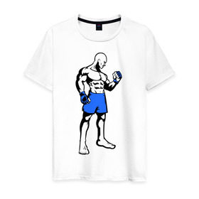 Мужская футболка хлопок с принтом Суровый боец , 100% хлопок | прямой крой, круглый вырез горловины, длина до линии бедер, слегка спущенное плечо. | боец | боксер | спортсмен | суровый